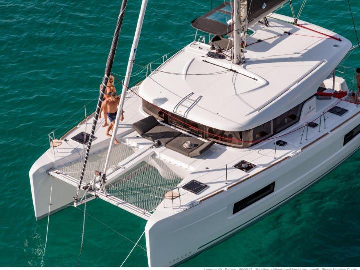 Beautiful Catamaran for Charter in San Gregorio-Bagnoli, Italy available for up to 8 guests.