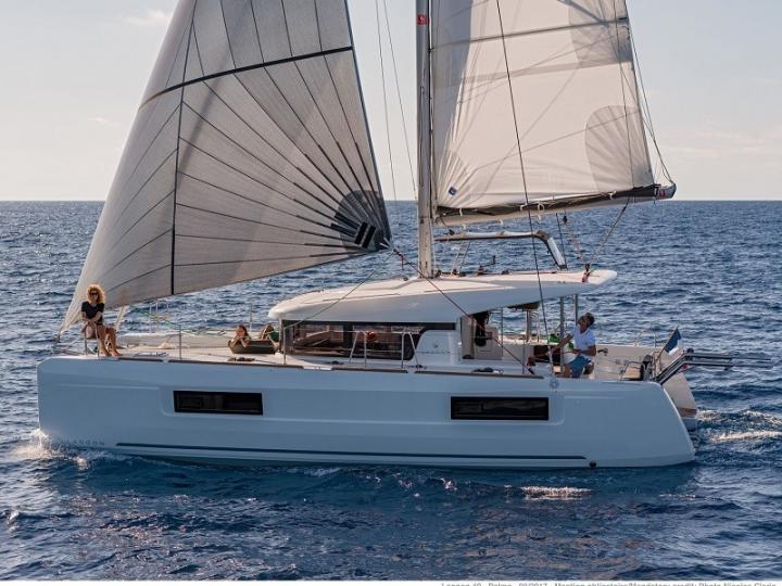 Affordable Catamaran for rent in Antigua, Caribbean Netherlands. AZZURO III - 39ft.