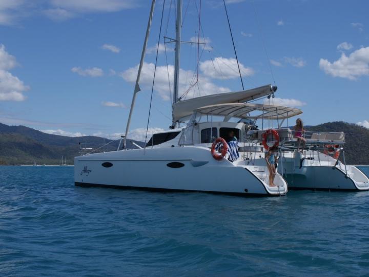 Private catamaran for rent in Airlie Beach, Australia, for up to 8 guests.