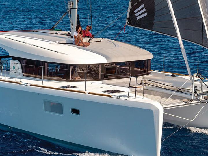 Top boat rental & yacht charter in Athens, Greece - rent a catamaran for up to 8 guests.