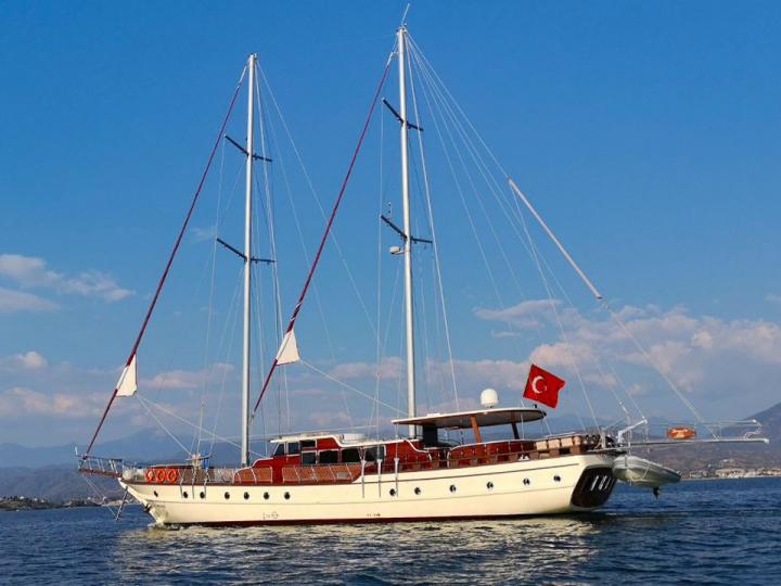 Sail around Bodrum, Turkey on a Gullet powerboat charter.