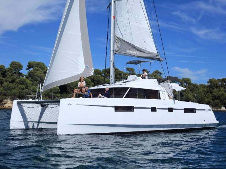 Discover Athens and the Saronic islands, Greece on a catamaran for rent. The Naut46fly yacht charter.