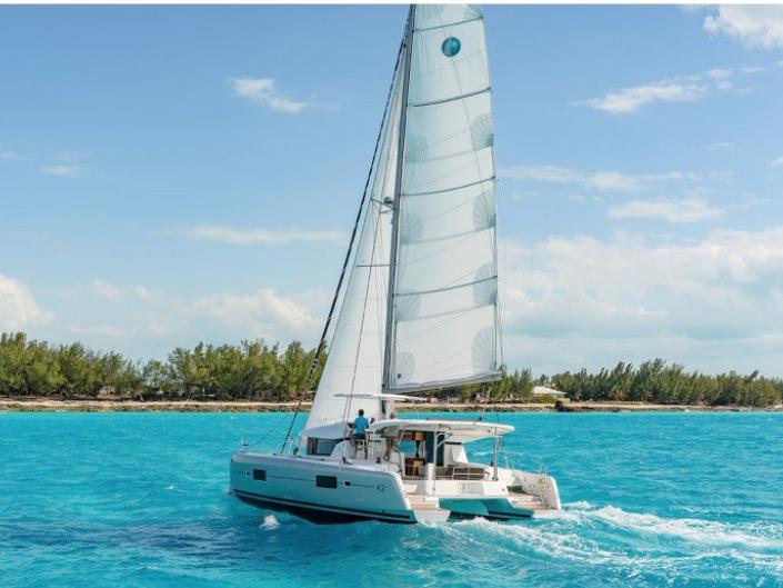 Catamaran charter in Scrub Island, British Virgin Islands for up to 8 guests.