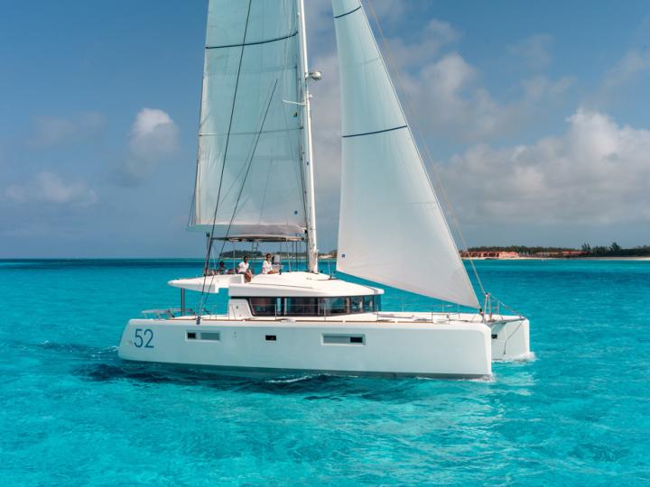 Private catamaran for rent in Antigua, Caribbean Netherlands, for up to 12 guests.