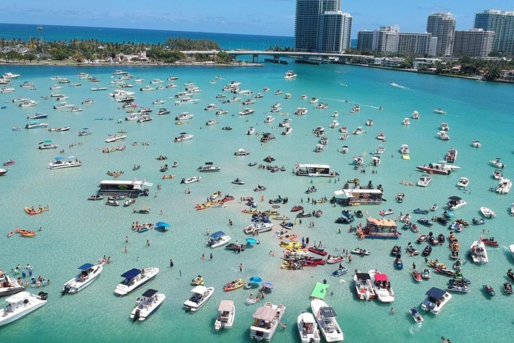 sandbar party at Haulover sandbar Miami, Florida